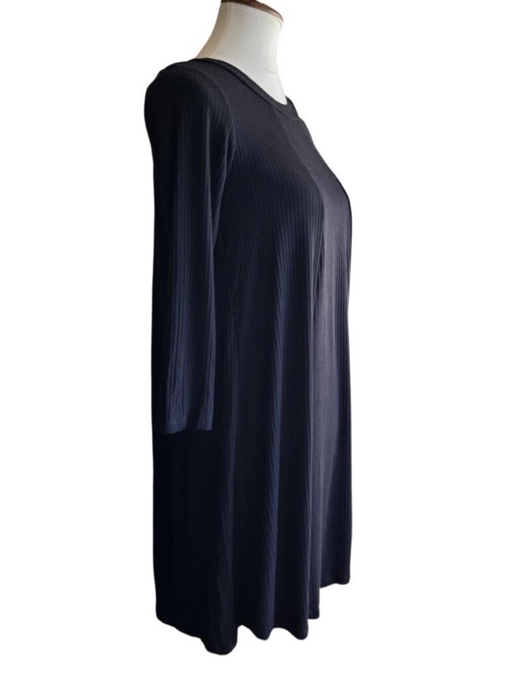 Lush Leah Shift Dress Small Black Paisley Pleated 3/4 Sleeve - Picture 6 of 12